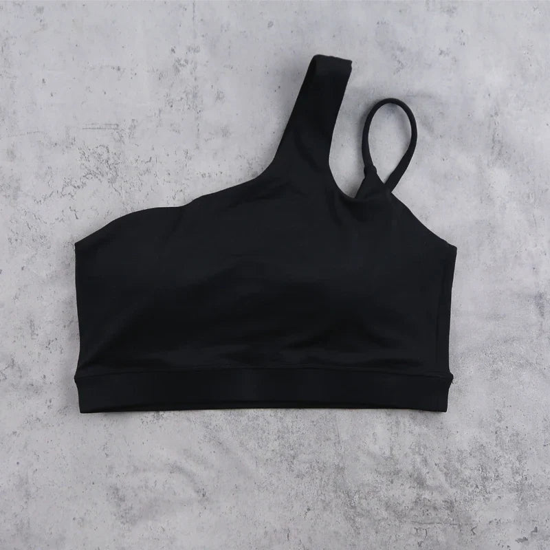 DIA FIT JOY Yoga Sports Bra Single Shoulder Irregular Strap Naked feel Sensation Beautiful Back Design Comfortable Breathable