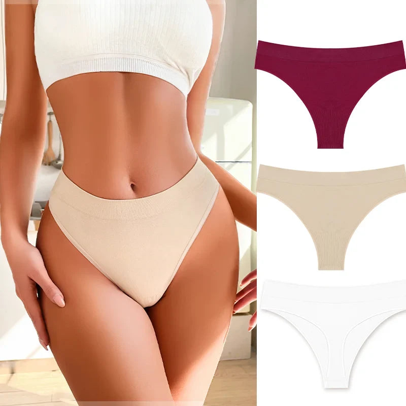 3PCS Seamless Women's Lingerie Female Thongs Sexy Underwear Low-Rise Underpant Women's Panties Intimates Bikini Briefs S-XL
