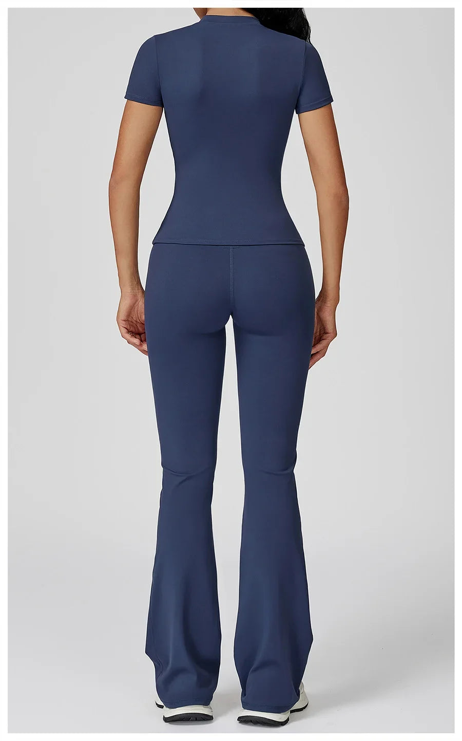 New Yoga Set Two Piece Women Short Sleeve Top with High Waist Leggings Seamless Workout Clothes Patchwork Sport Fitness Gym Sets