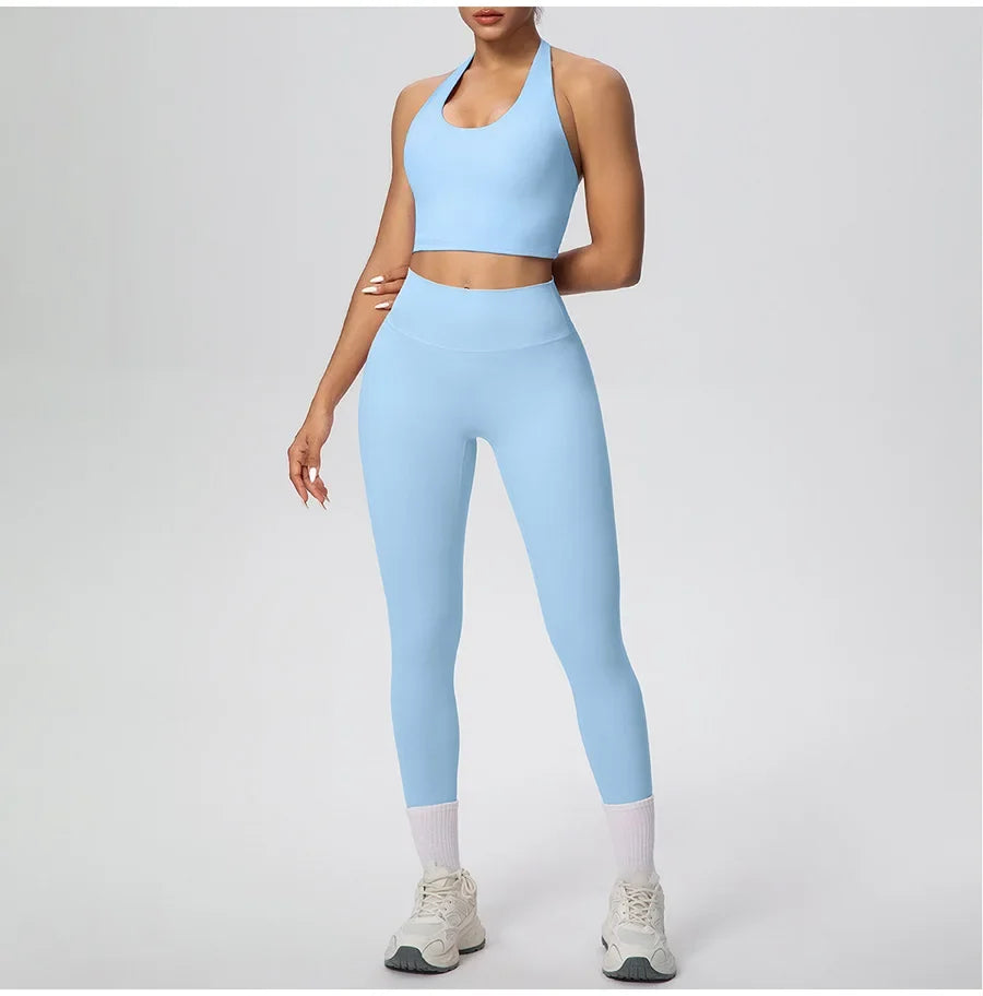 Yoga Clothing Set Women's High Waisted Leggings and Top 2 Piece Seamless Fitness Exercise Clothing Gym Sportswear Tracksuits