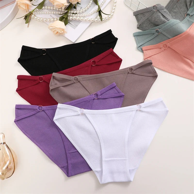 Women Cotton Lingerie Sexy Soft Fashion Panties Femme Buckle Design Underwear Sexy Pantys Underpant Lingerie Lace Intimates S-XL