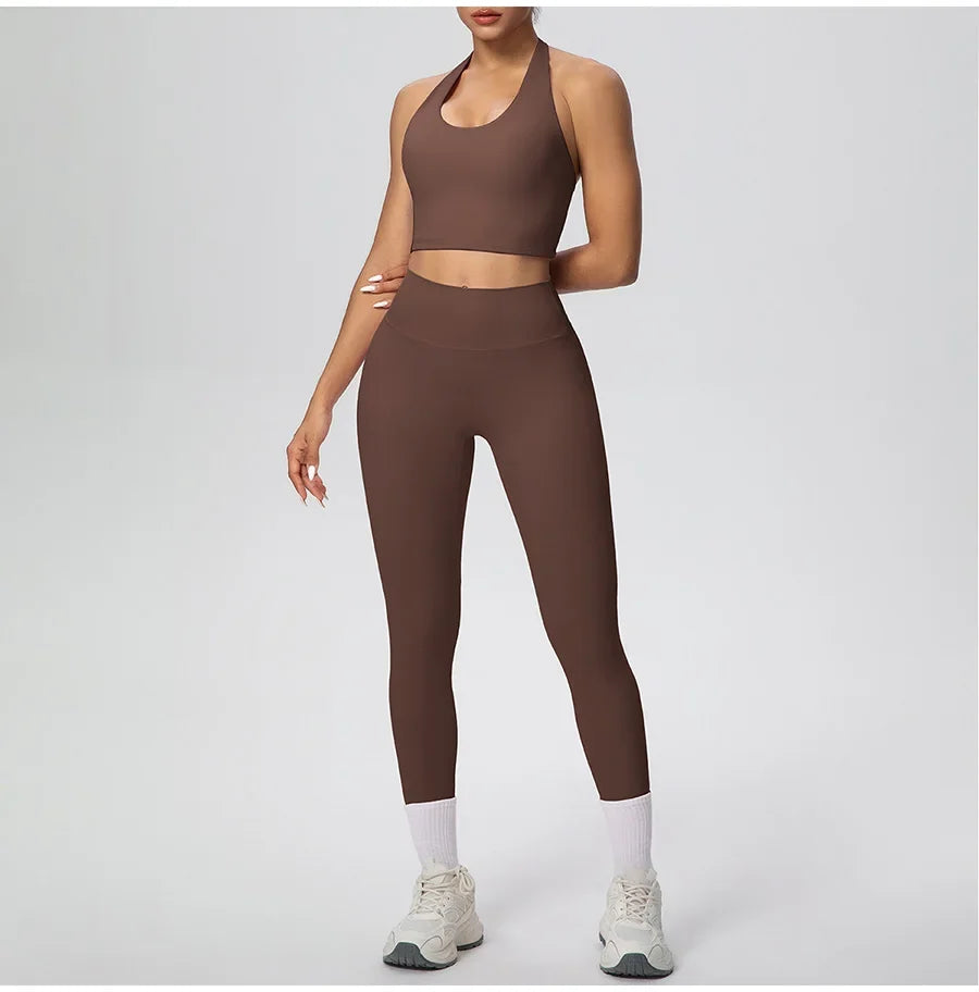 Yoga Clothing Set Women's High Waisted Leggings and Top 2 Piece Seamless Fitness Exercise Clothing Gym Sportswear Tracksuits