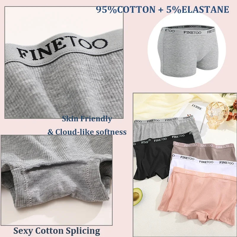 2Pcs Seamless Women Cotton Boxers Underwear Ice Silk Shorts Solid Color Ladies Soft Boyshorts Plus Size M/L/XL