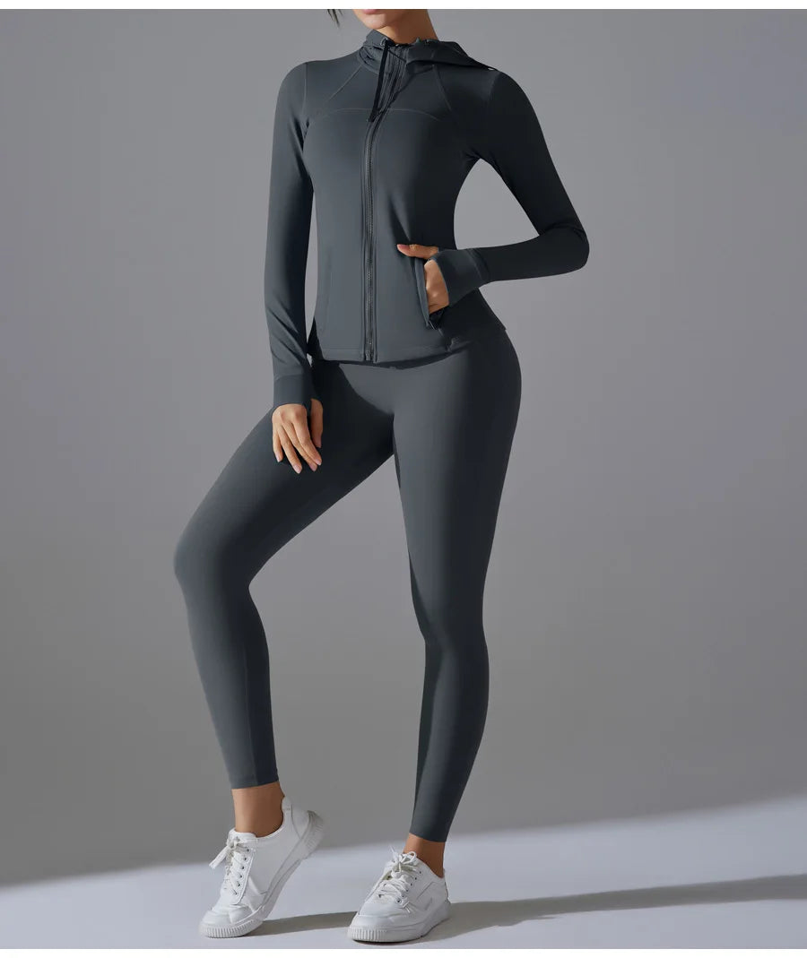New Yoga Set 2PCS Sports Outfits Women Clothes Fitness Tracksuit Gym Legging Workout Long Sleeved Female Yoga Suit Sportswear