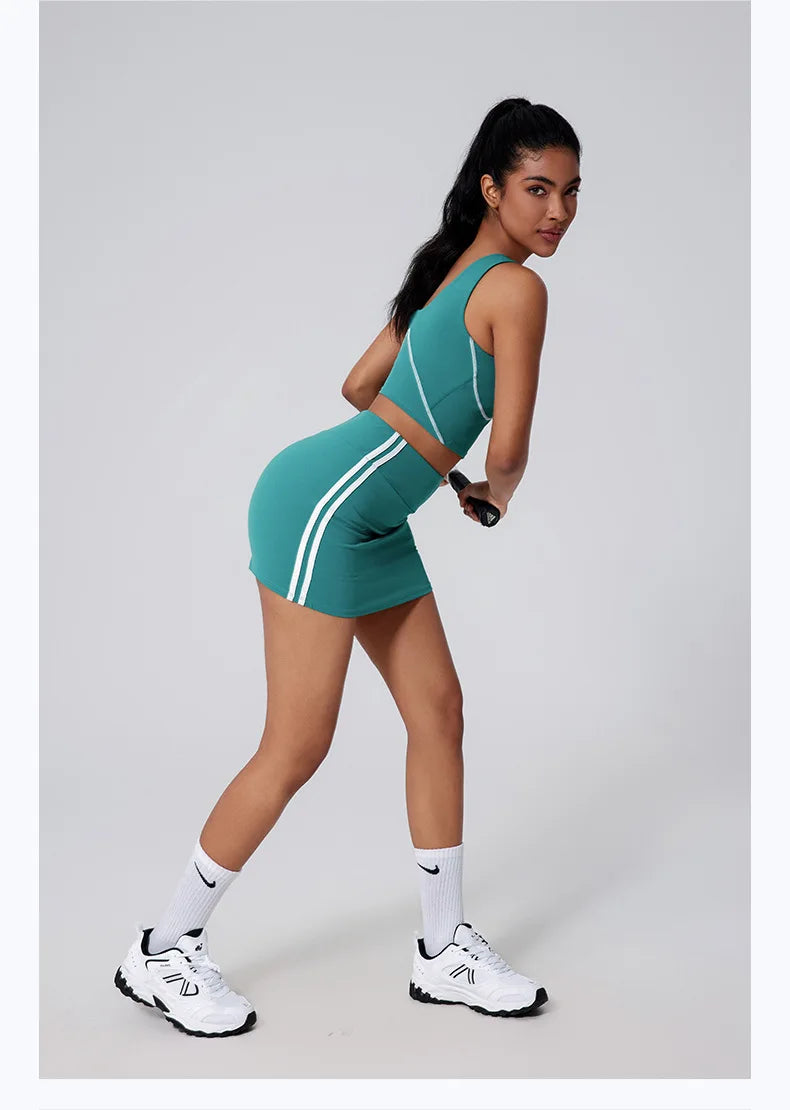 Women Vest Tank Top Tennis Suit Fitness Yoga Set Casual Outdoor Short Skirt Running Golf Gym Suit Female Breathable Sportswear