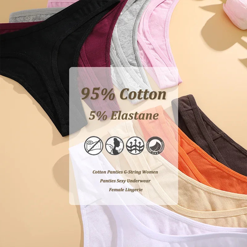 5Pcs Women Sexy Cotton Thongs Female Bikini Panties G-String Underwear Thongs Striped Panties Female Underwear T-Back Intimat