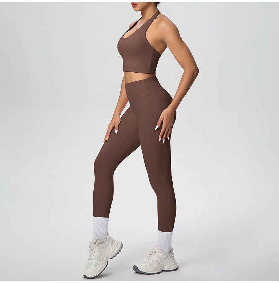 Yoga Clothing Set Women's High Waisted Leggings and Top 2 Piece Seamless Fitness Exercise Clothing Gym Sportswear Tracksuits
