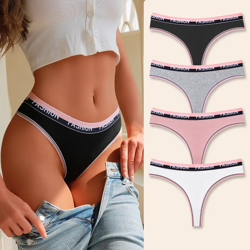 4Pcs Women's Seamless Cotton Briefs Intimates Sexy Panties Solid Color Breathable Underwear Female Low Waist Soft Lingerie S-XL