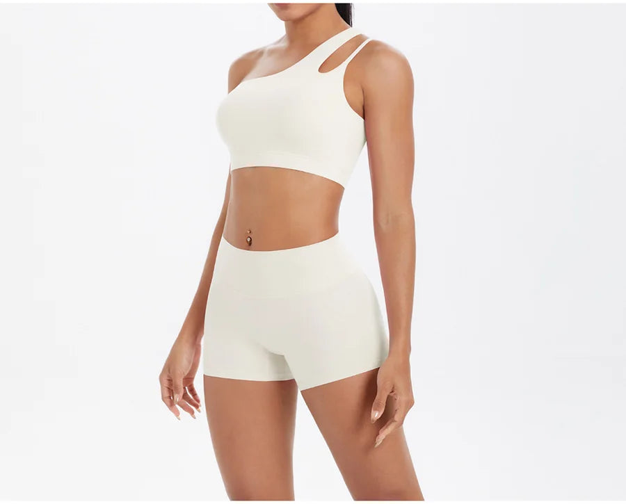2PCS Yoga Set Women Gym Sports Suits Fitness Bra Crop Top Workout Clothes Female Athletic Wear Push Up Shorts Sportswear