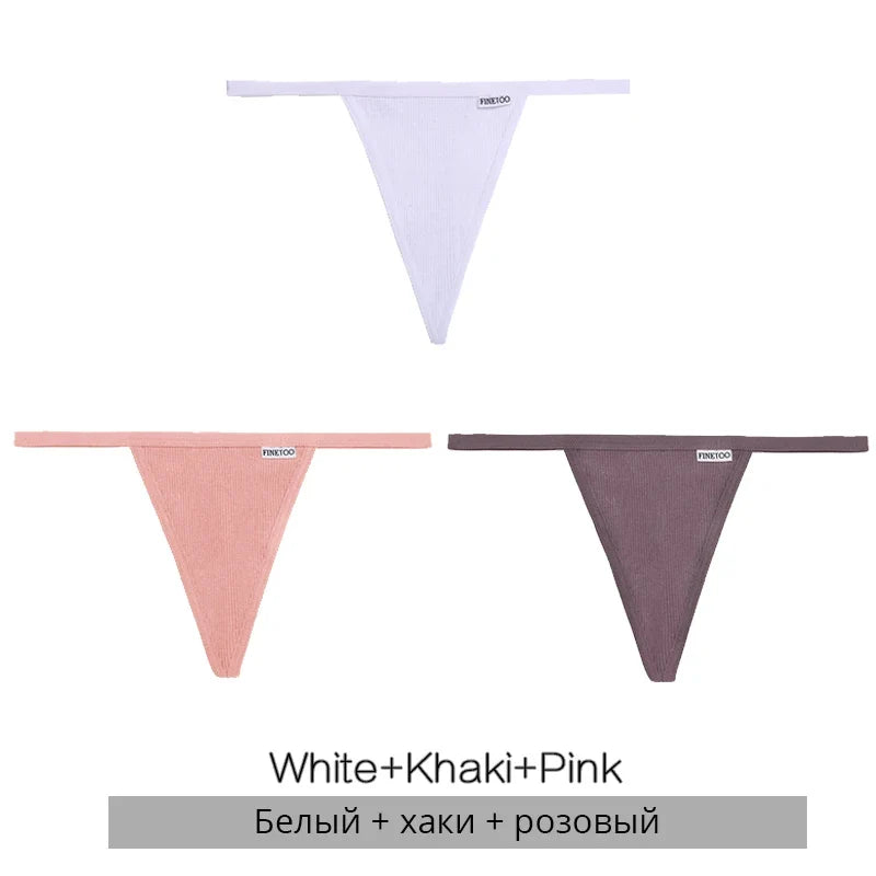 3Pcs/set Cotton Thongs M-XL Sexy Bikini Panties Women T-Back Underpants Girls Low Waist G-string Underwear Female Lingerie 2022