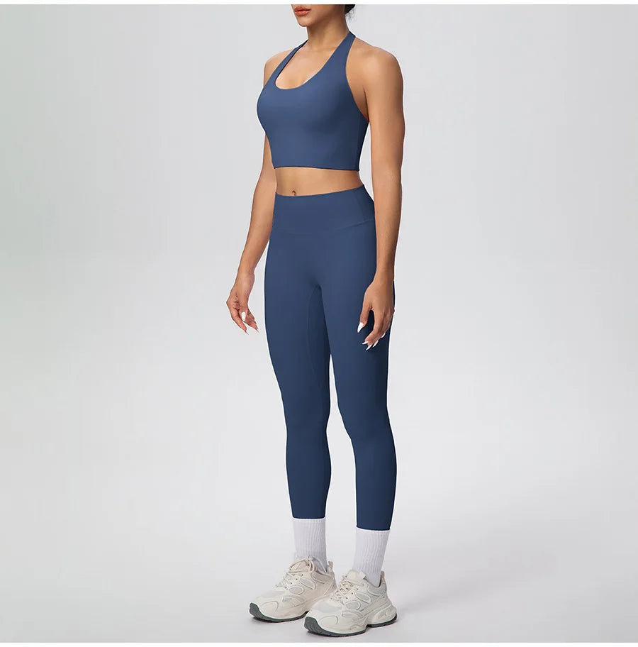 Yoga Clothing Set Women's High Waisted Leggings and Top 2 Piece Seamless Fitness Exercise Clothing Gym Sportswear Tracksuits