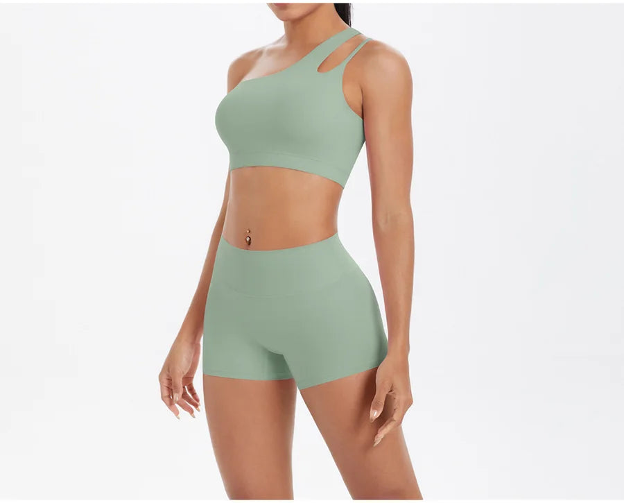 2PCS Yoga Set Women Gym Sports Suits Fitness Bra Crop Top Workout Clothes Female Athletic Wear Push Up Shorts Sportswear