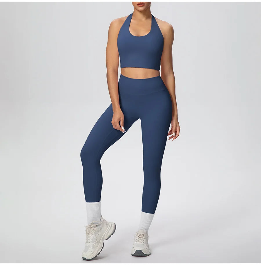 Yoga Clothing Set Women's High Waisted Leggings and Top 2 Piece Seamless Fitness Exercise Clothing Gym Sportswear Tracksuits