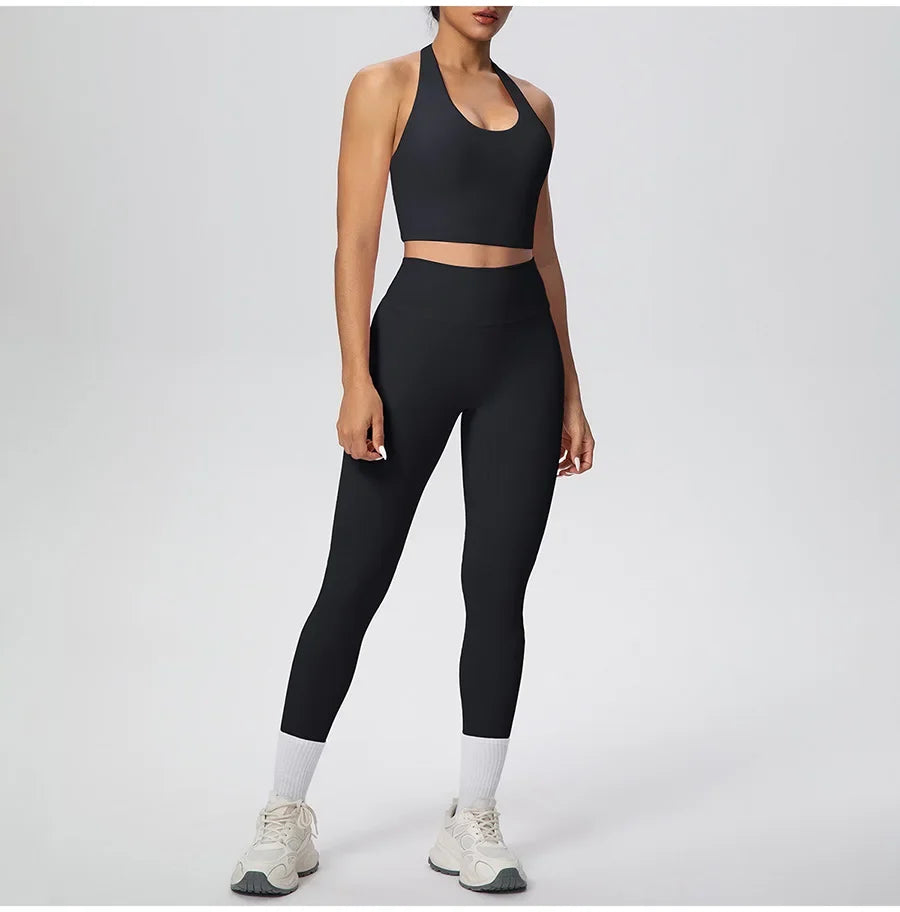 Yoga Clothing Set Women's High Waisted Leggings and Top 2 Piece Seamless Fitness Exercise Clothing Gym Sportswear Tracksuits