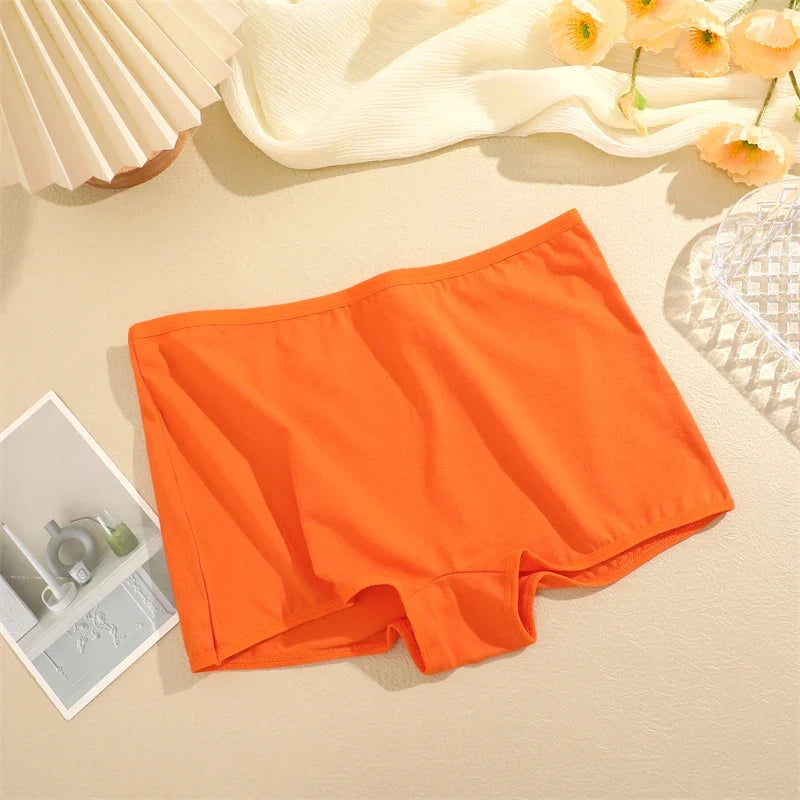 5Pcs Women's Cotton Underwear Boxers Seamless Sports Panties Female Solid Color Briefs Cozy Lingerie Intimate Underpants XS-XL
