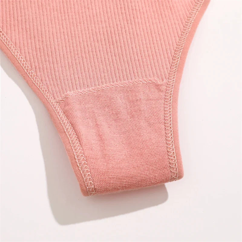 2PCS Women Sexy Cotton Panties Two Belts Hollow Out G-String Thongs Breathable Underwear for Female Solid Color Lingerie S-XL