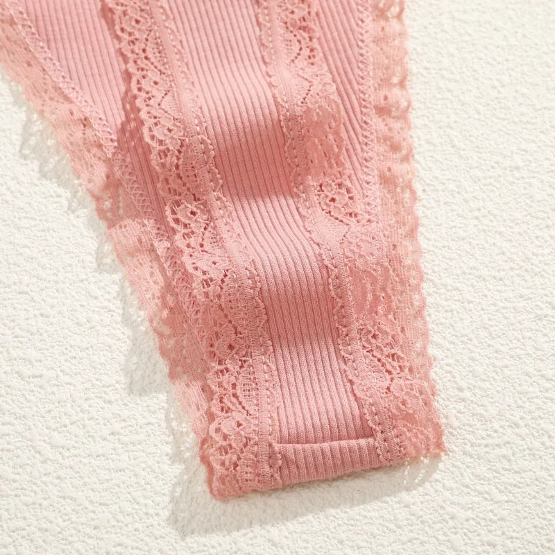 7Pcs Cotton Lace Panties Sexy G-String Women's Underwear Low Waist Comfortable Lingerie Briefs Adjustable Waist Thong Intimates