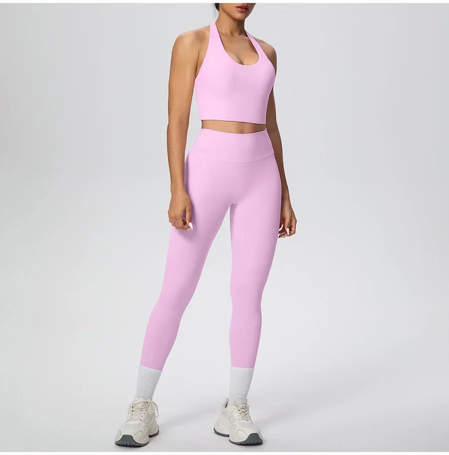 Yoga Clothing Set Women's High Waisted Leggings and Top 2 Piece Seamless Fitness Exercise Clothing Gym Sportswear Tracksuits