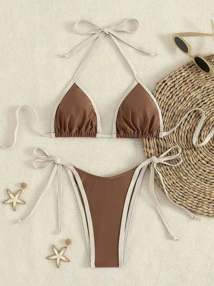 2026 Sexy Contrast Color Separates Micro Bikini Women's Swimsuit Female Swimwear Mini Thong Bikinis Set Two-piece Bathing Suit