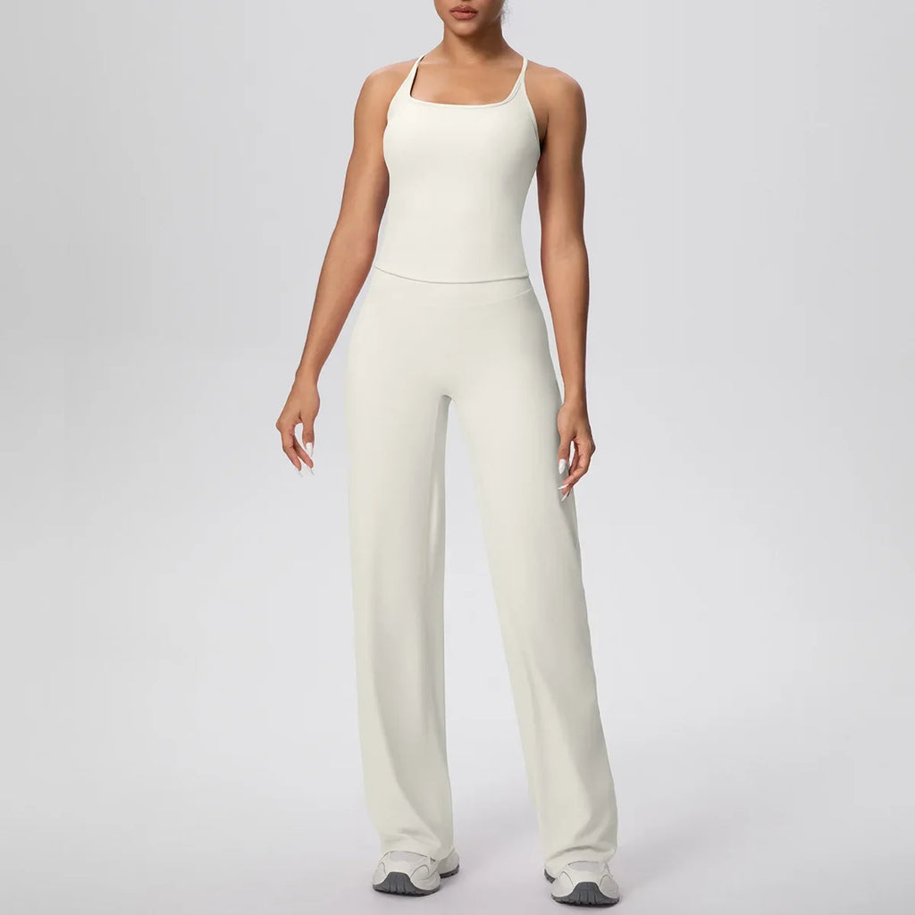 Yoga Set 2PCS Women Tracksuit Nude Feeling Workout Sets Gym Clothes Push Up Fitness Running Sportswear Sport Vest Leggings Suit