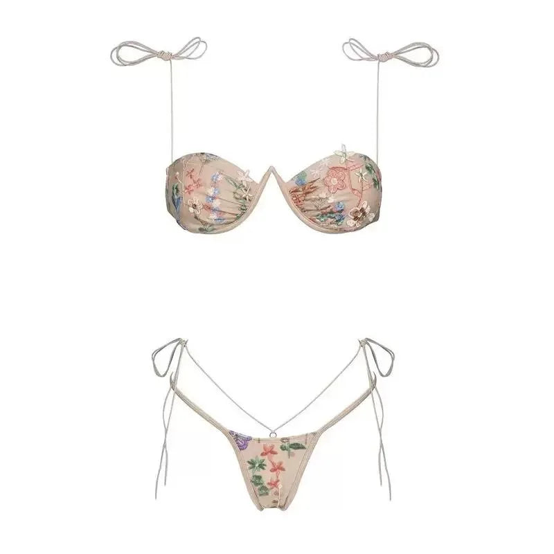 2026 Push Up Bikinis Women Swimsuits Female Swimwear Micro Bikini Set Bathing Suit Swimming Suits Beachwear Embroidery Biquini