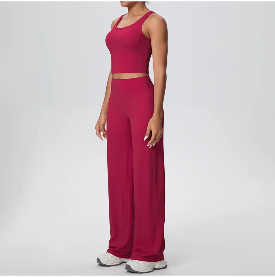 2PCS Yoga Set Women Tracksuit Nude Feeling Workout Sets Gym Clothes Push Up Fitness Running Sportswear Sport Straight tank suit