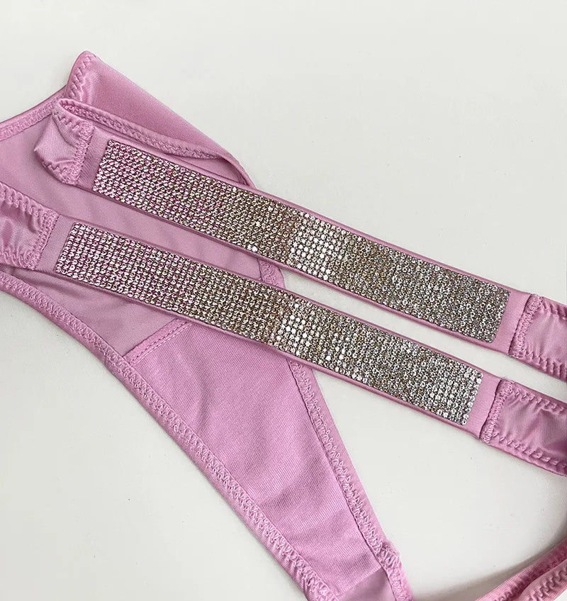 Letter Sexy Panties Women Thongs Rhinestones Diamonds G-string Sports Thong Low Waist Shorts Briefs T-back Fitness S-XL