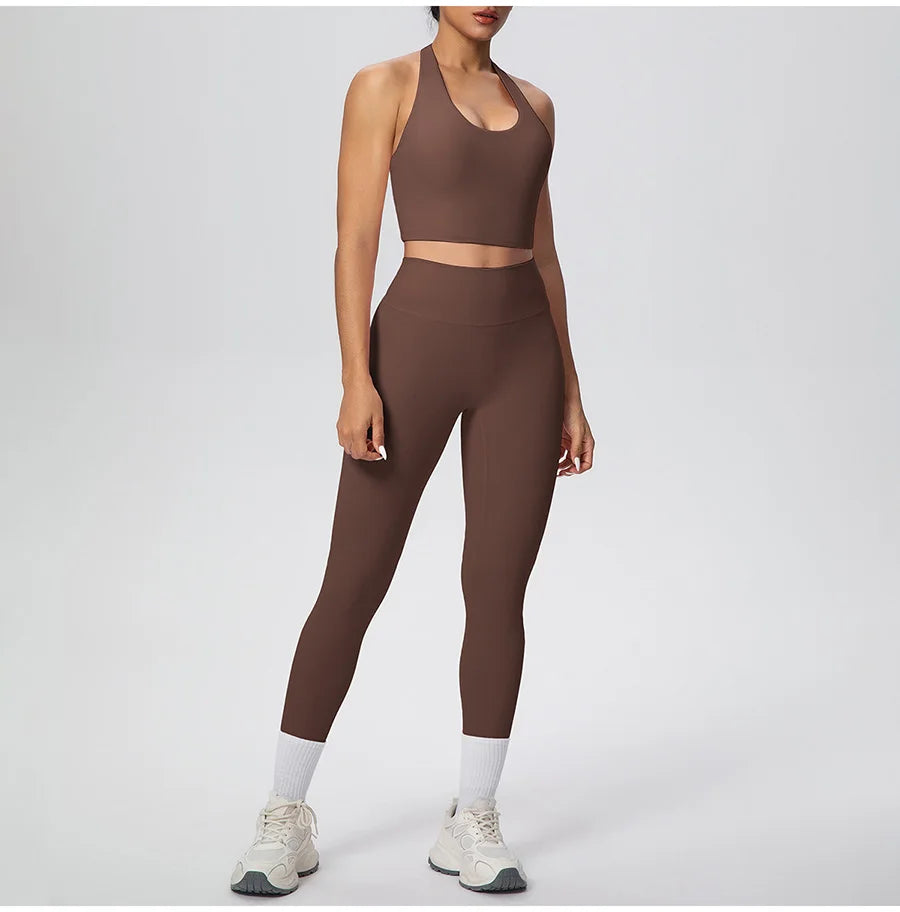 Yoga Clothing Set Women's High Waisted Leggings and Top 2 Piece Seamless Fitness Exercise Clothing Gym Sportswear Tracksuits