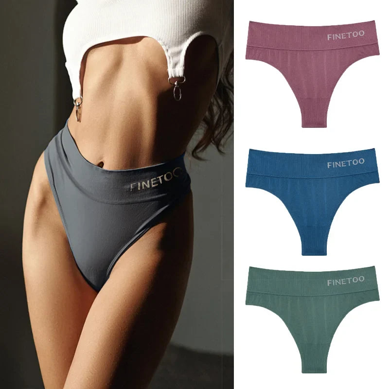 3Pcs M-2XL Seamless Thongs Women High Waist G-string Ladies Comfortable Bikini Panties Thong Underpants Girls Underwear Lingerie