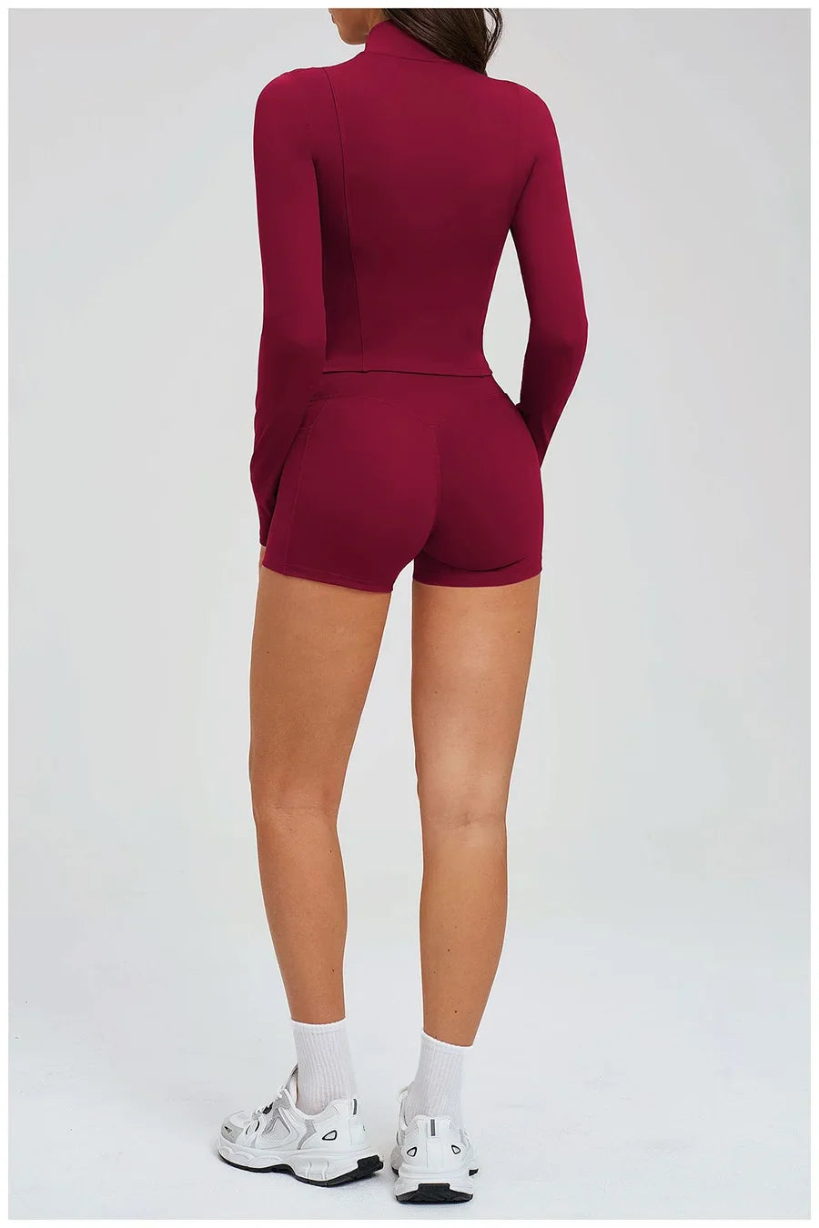Yoga Suit Women Tracksuit Long-sleeved Jacket Shorts Suit Outfit Gym 2PCS Set Fitness Running Workout Clothes Push Up Sportswear