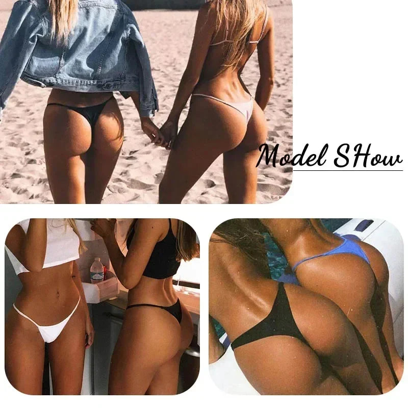 New 4PCS/Set Cotton Bikini Panties Women Sexy Solid Color Low Waist Thongs Female Breathable G-String Underwear Comfort Lingerie