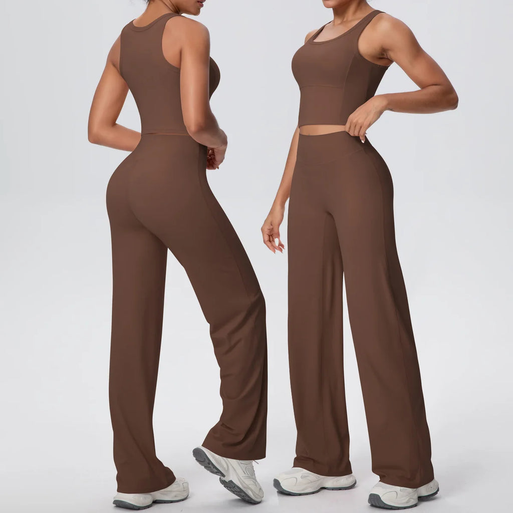 2PCS Yoga Set Women Tracksuit Nude Feeling Workout Sets Gym Clothes Push Up Fitness Running Sportswear Sport Straight tank suit