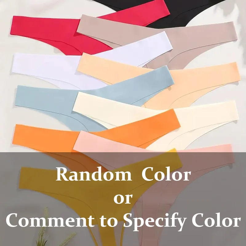 8PCS/Set Seamless Ice Silk Panties Women V-Waist Underwear Sexy Sports Briefs Panties Female Soft Ultra-thin Lingerie G-string