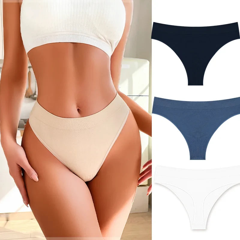 3PCS Seamless Women's Lingerie Female Thongs Sexy Underwear Low-Rise Underpant Women's Panties Intimates Bikini Briefs S-XL