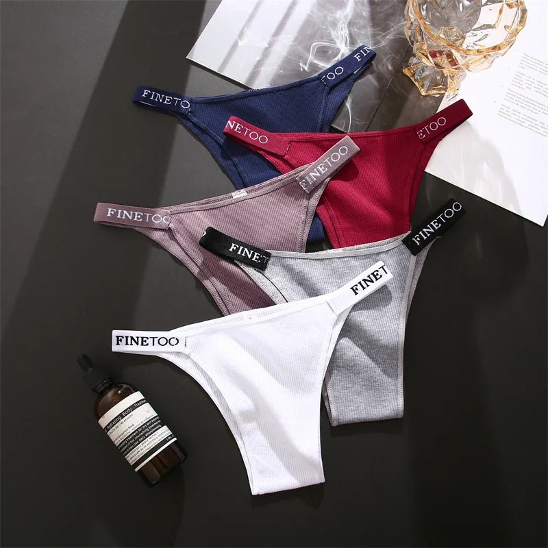 5PCS Women Cotton Maillard Brazilian Sexy Panties Breathable Low Waist Female Underwear Soft Solid Color Intimates High Elastic