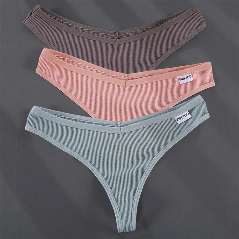 3PCS Cotton Women Thongs Panties Sexy Low Waist Cotton Briefs Female T-Back G-string Girls M-XL Intimate Lingerie