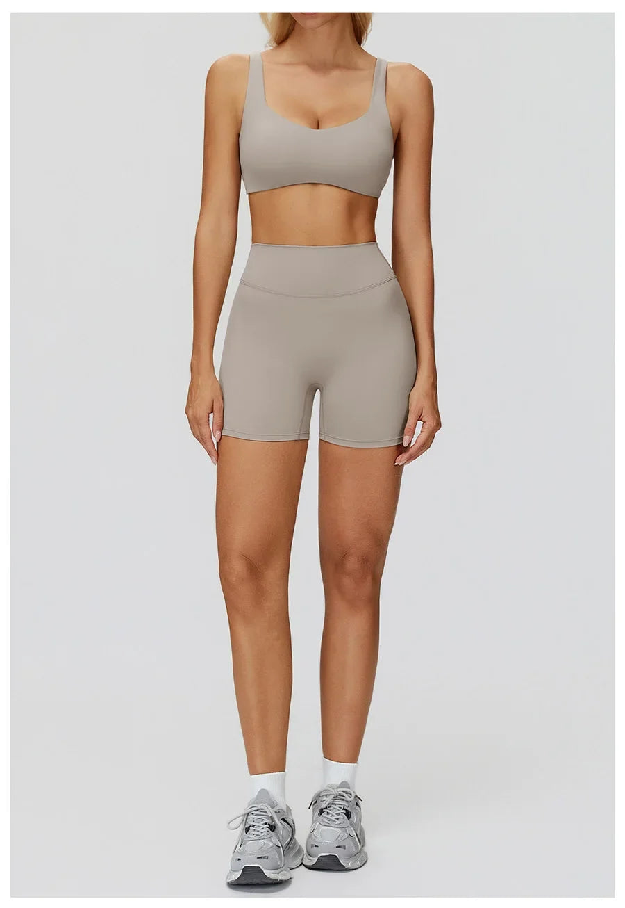 Women Yoga Suit Tracksuit Sports Bra High Waist Legging Shorts Outfit Gym Set Fitness Running Workout Clothes Push Up Sportswear