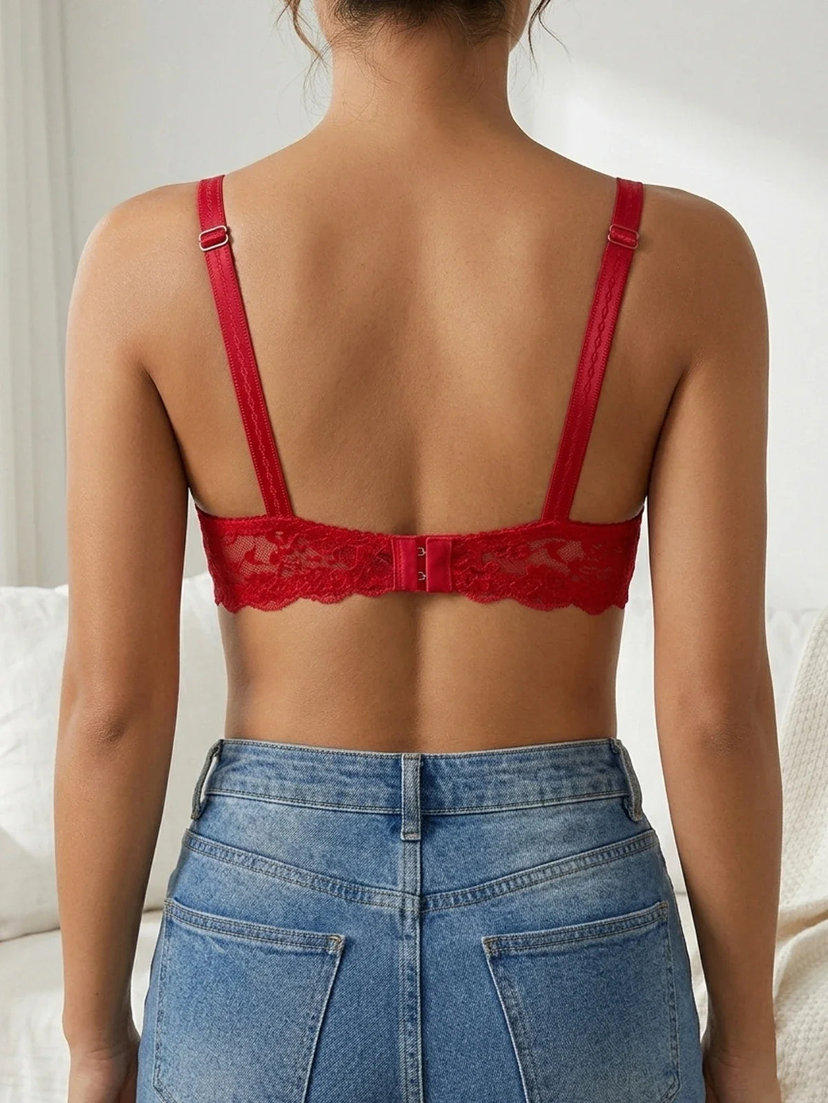1PCS Floral Lace Woman Bra Mesh Push Up Bra French Underwire Underwear Comfortable Thin Cup Bra Women