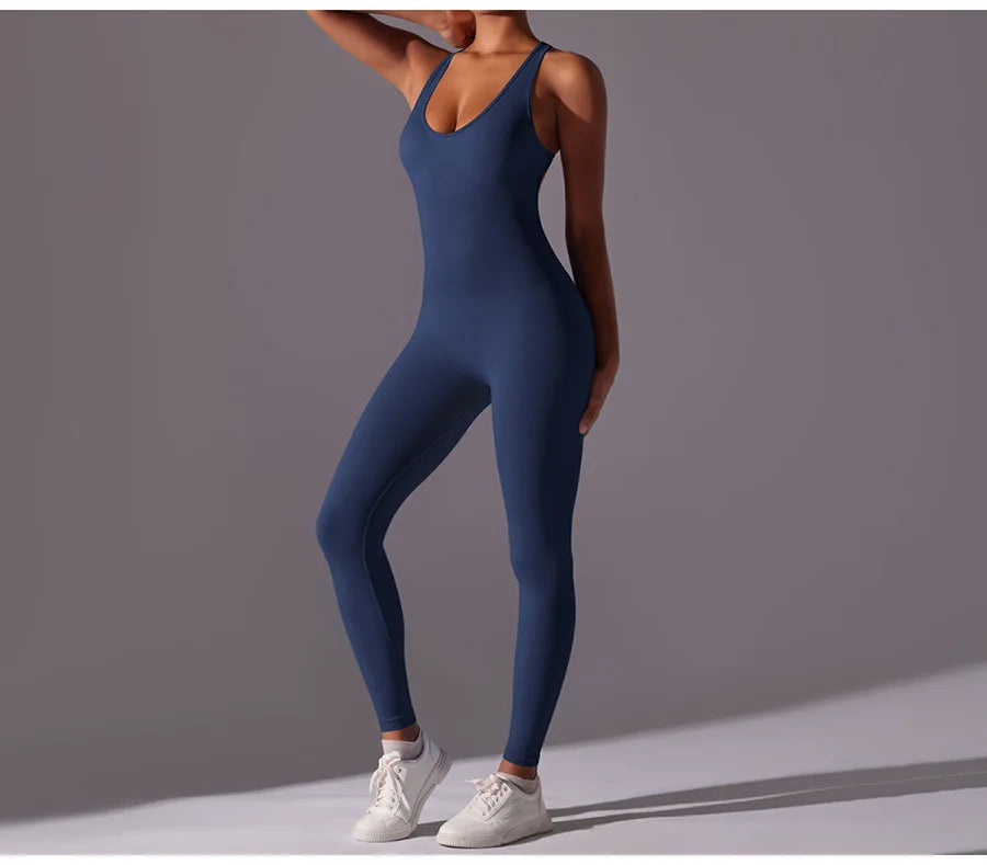 Seamless One-Piece Yoga Jumpsuit Women Fitness Sports Overalls Dance Workout Set Stretch Bodysuit Gym Clothes Push Up Sportswear
