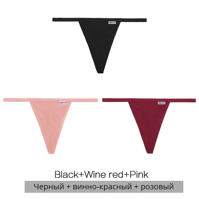 3Pcs/set Cotton Thongs M-XL Sexy Bikini Panties Women T-Back Underpants Girls Low Waist G-string Underwear Female Lingerie 2022