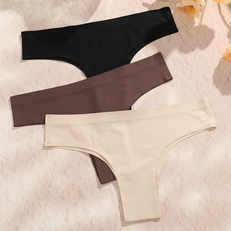 5PCS Seamless Maillard Panties Ultra-thin Brazilian panties Women Ice Silk Underwear Sexy Panty Low Waist G-string Female Solid