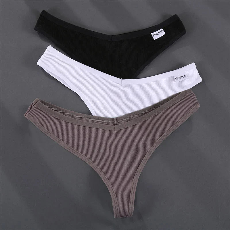 3PCS Cotton Women Thongs Panties Sexy Low Waist Cotton Briefs Female T-Back G-string Girls M-XL Intimate Lingerie