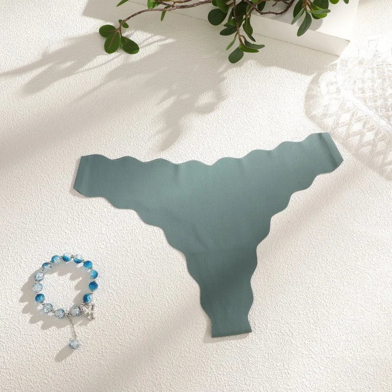 4PCS Women Seamless Panties Wavy Design Ultra-thin Panties Women Ice Silk Underwear Sexy Panty Low Waist G-string Female Solid