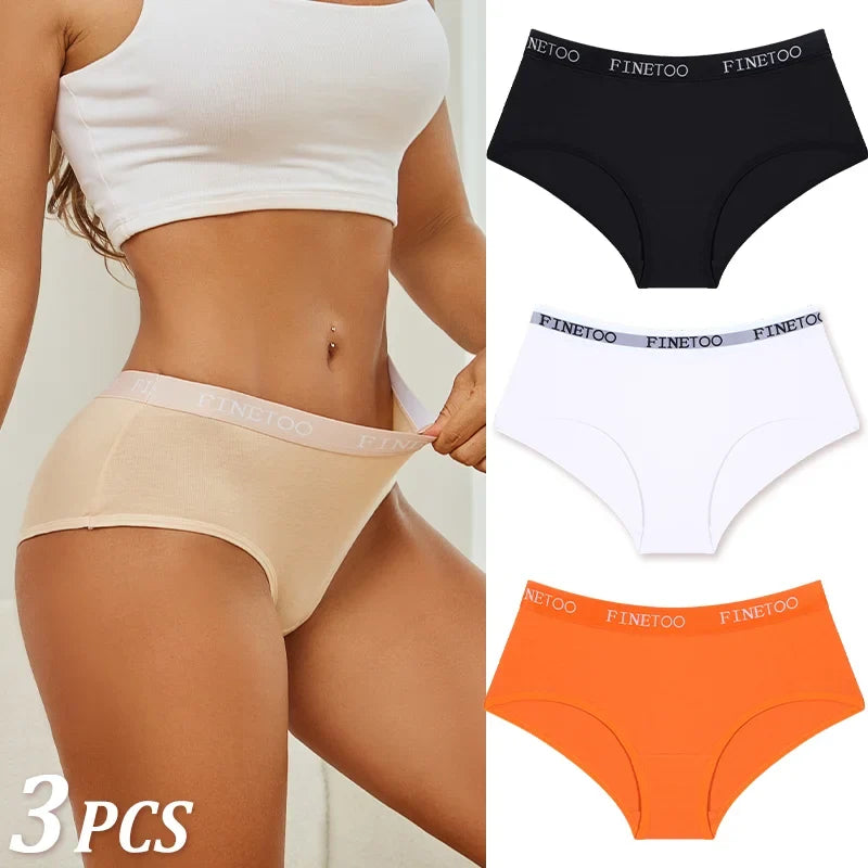 3Pcs Women's Cotton Briefs Letter Belt Underwear Women Panties Sexy Breathable Briefs Female Stretch Ladies Soft Lingerie
