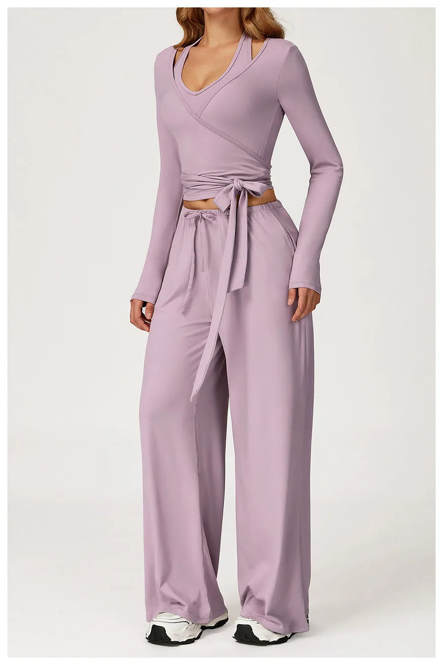 New Women Yoga Set 2/3 Pieces Long sleeves Workout Tracksuit Sportswear Gym Clothing Wide-leg sport pants Fitness Sports Suit