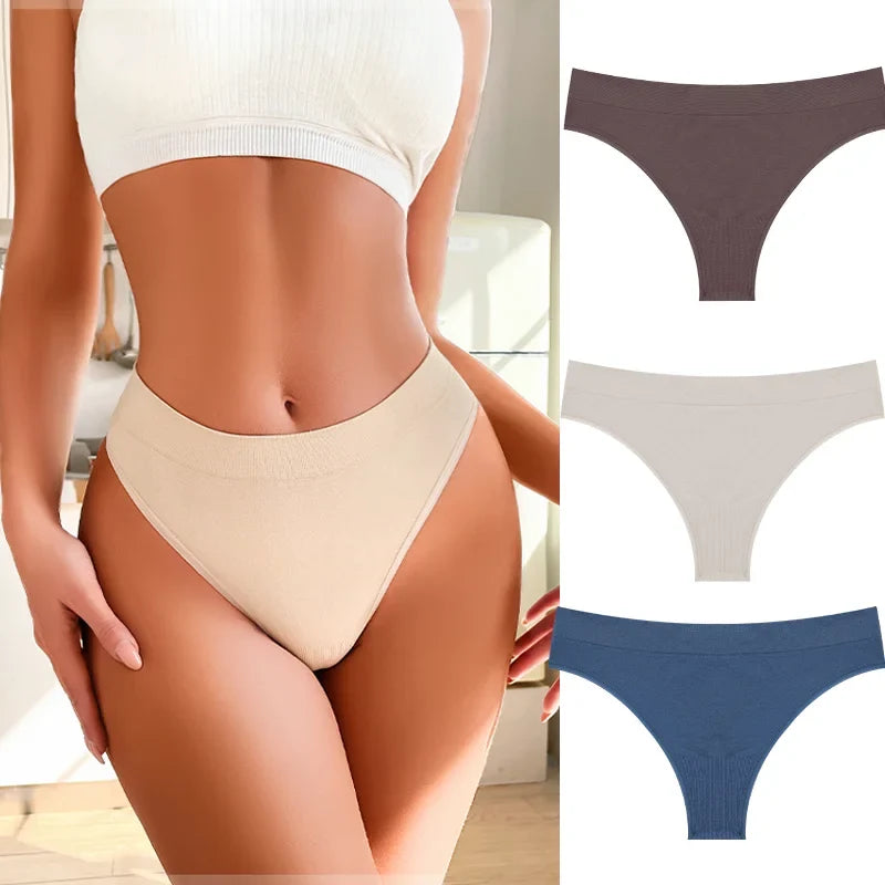 3PCS Seamless Women's Lingerie Female Thongs Sexy Underwear Low-Rise Underpant Women's Panties Intimates Bikini Briefs S-XL