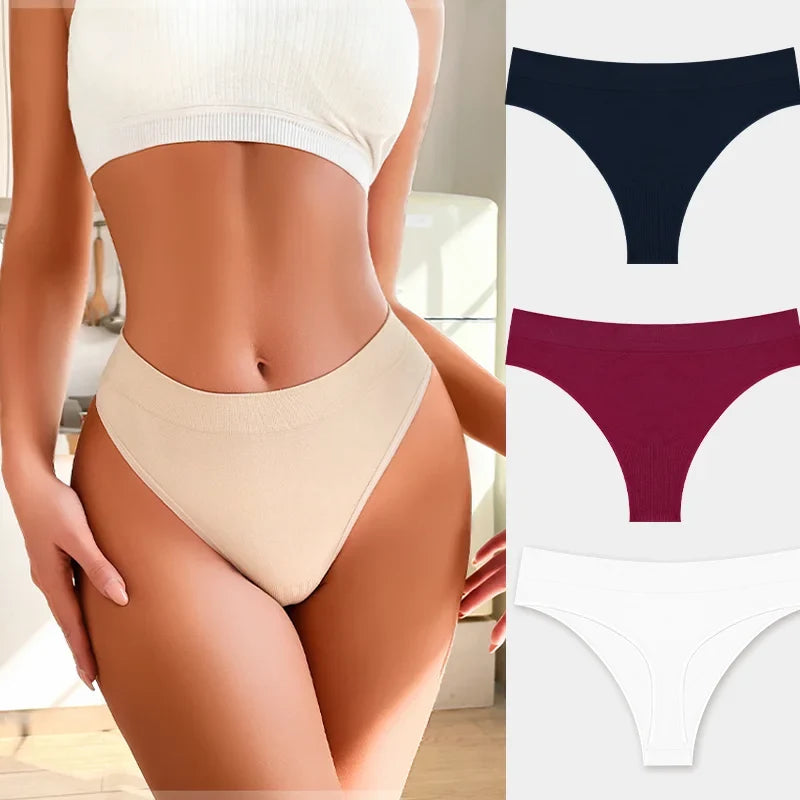 3PCS Seamless Women's Lingerie Female Thongs Sexy Underwear Low-Rise Underpant Women's Panties Intimates Bikini Briefs S-XL