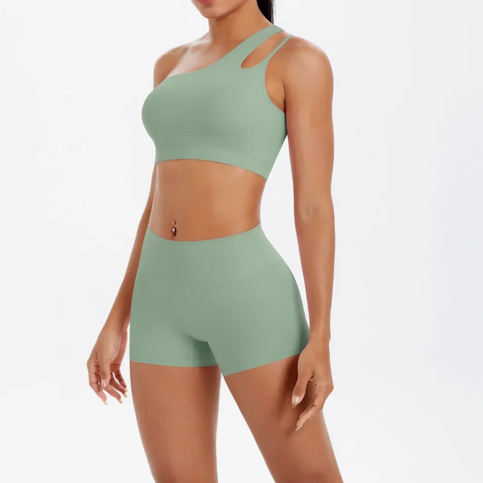 2PCS Yoga Set Gym Clothes Sportswear Women Tracksuit Fitness Tracksuit Workout Suit Sports Bra Gym High Waist Push Up Shorts