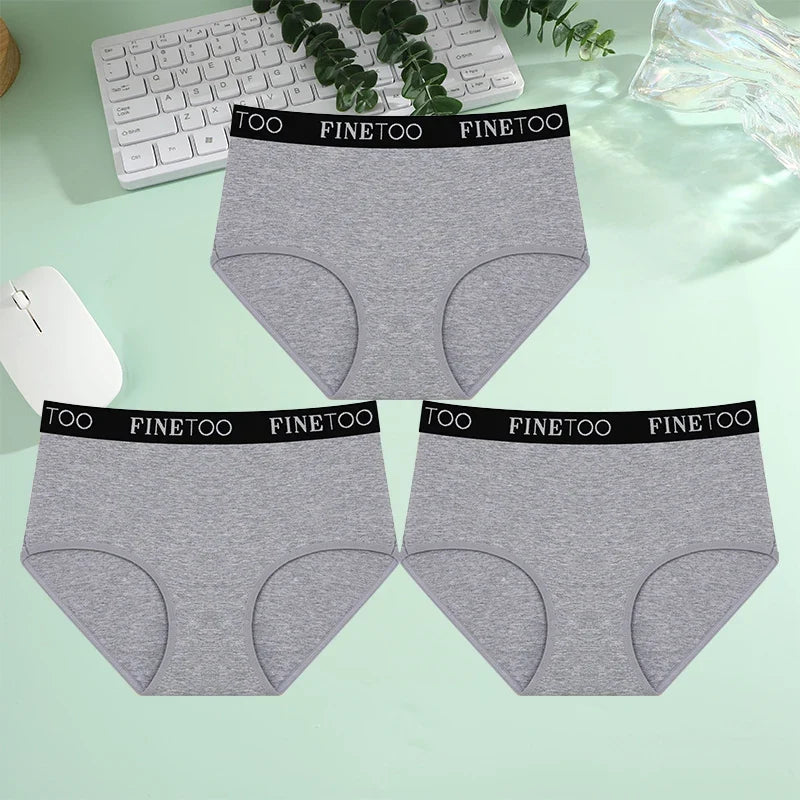 Finetoo 3Pcs/Set Women's Seamless Cotton Briefs Women Plus SizePanties Breathable Underwear Female Low Waist Soft Lingerie S-XXL