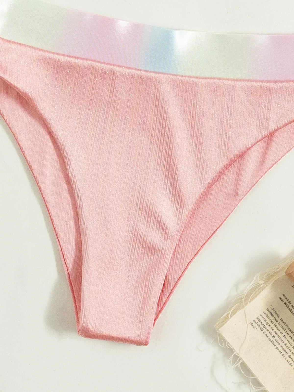 Shiny Pink Contrast Bikini Set Women Halter Push Up Patchwork High Waist Swimsuit 2025 Designer Bathing Suit Two Piece Swimwear